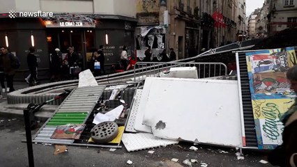 Firefighters put out blaze in central Paris after another day of protests