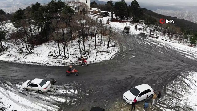 Beyaza bürünen Aydos ormanı havadan görüntülendi