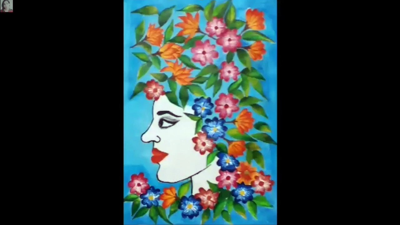 Lady with flowers by febric colours.