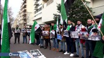 وقفة تضامنية أمام السفارة الروسية بباريس احتجاجا على قصف إدلب