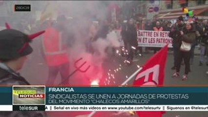 Sindicalistas y Chalecos Amarillos marcharon este sábado en Francia