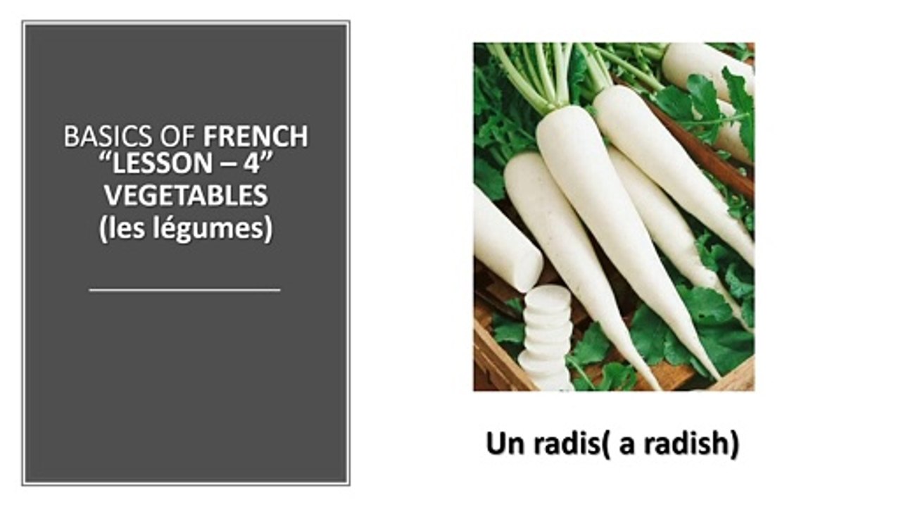 FRENCH Language lessons for beginners: Lesson 4 - Basics of French - Vegetables