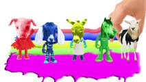 Learn Colors With PJ masks and Foot painting And FARM Animals Wrong Heads