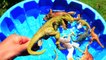 Learn Dinosaur Names with lots of Dinosaur toys splashing in a blue pool