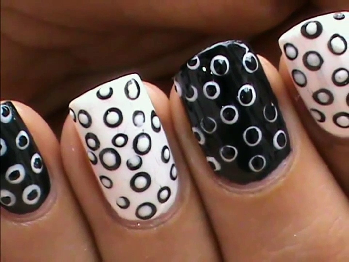 easy black and white nail art