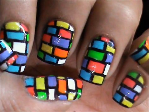 Bricks Nail Art _ A Cute Nail Art Designs Step by Step for Teenagers