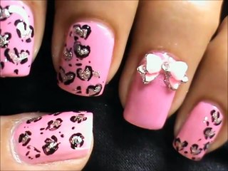 Heart Leopard _ Beginners Nail Polish Designs