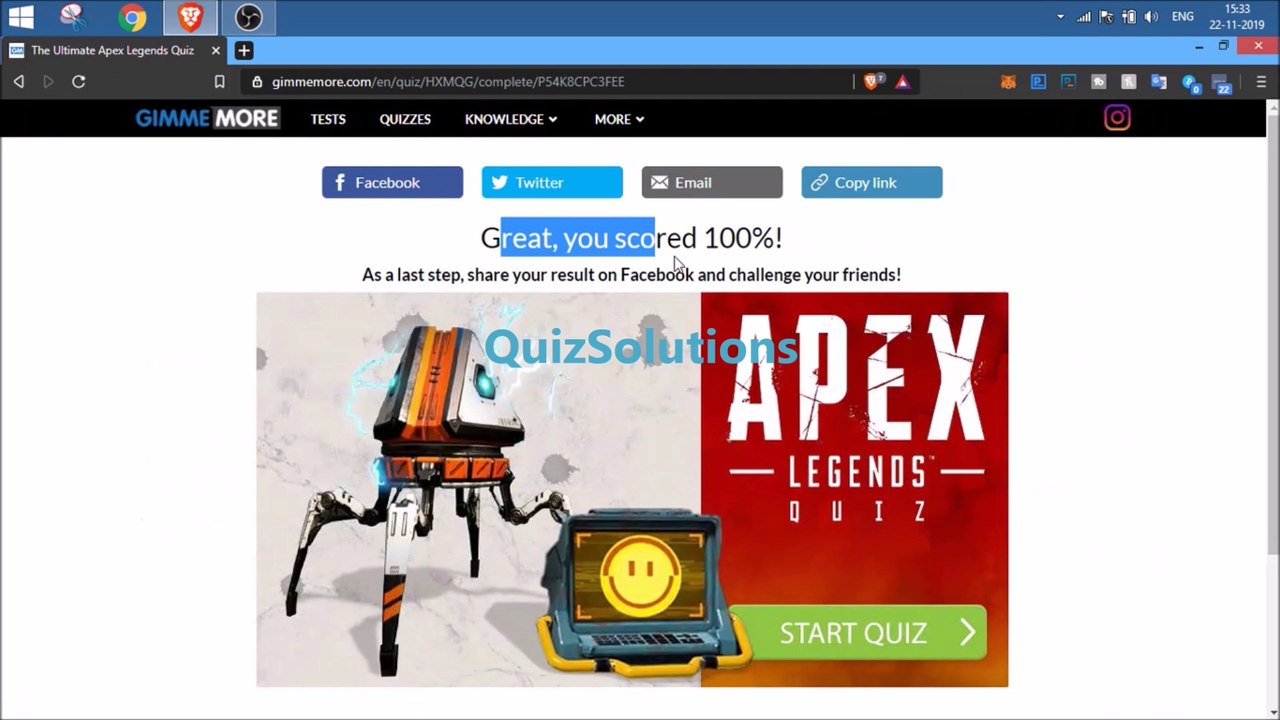 GimmeMore The Ultimate Apex Legends Quiz Answers 40 Questions Score 100% Video QuizSolutions