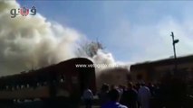حريق هائل بجرار قطار في محطة كفر الزيات
