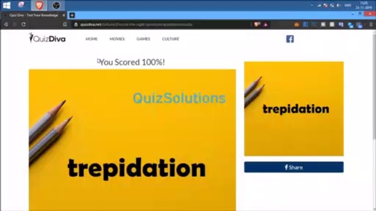 QuizDiva Choose The Right Synonym Answers 25 Questions Score 100% Video QuizSolutions