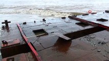 Antalya’da dev demir platform sahile vurdu