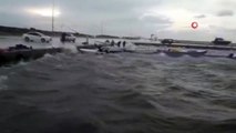 Limanda korku dolu anlar: Batan tekneleri kurtarmak için seferber oldular