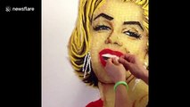 US artist creates a sweet portrait of Marilyn Monroe with 5000 pieces of CANDY!