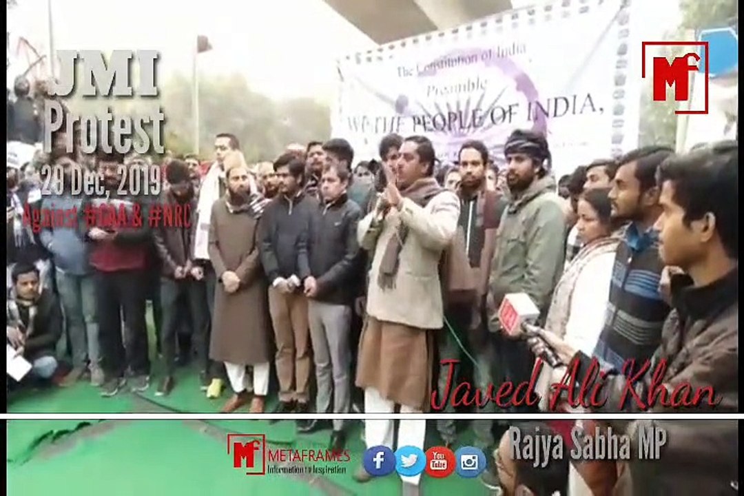 Rajya Sabha MP #JawedAliKhan addressing at #JamiaProtest against #CAA & #NRC
