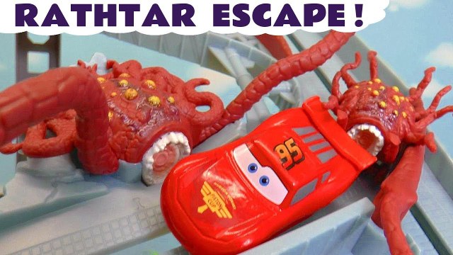 Disney Pixar Cars 3 Lightning McQueen in Star Wars Hot Wheels Escape Rescue with Toy Story 4 and Spongebob Squarepants Funlings Race Family Friendly Full Episode English