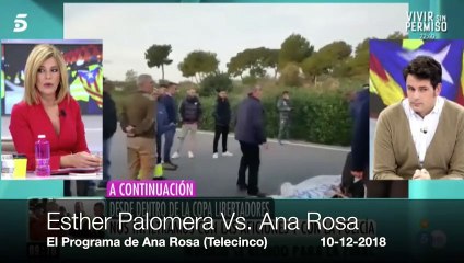 Ana Rosa rompe la pancarta del club de fans de Sánchez a Palomera