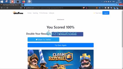 QuizFame Clash Royale Knowledge Quiz Answers 20 Questions Score 100% Video QuizSolutions