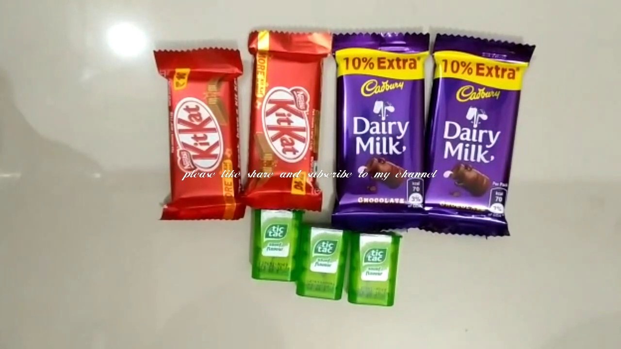 Cadbury dairymilk Chocolate, kitkat chocolate, tictac opening