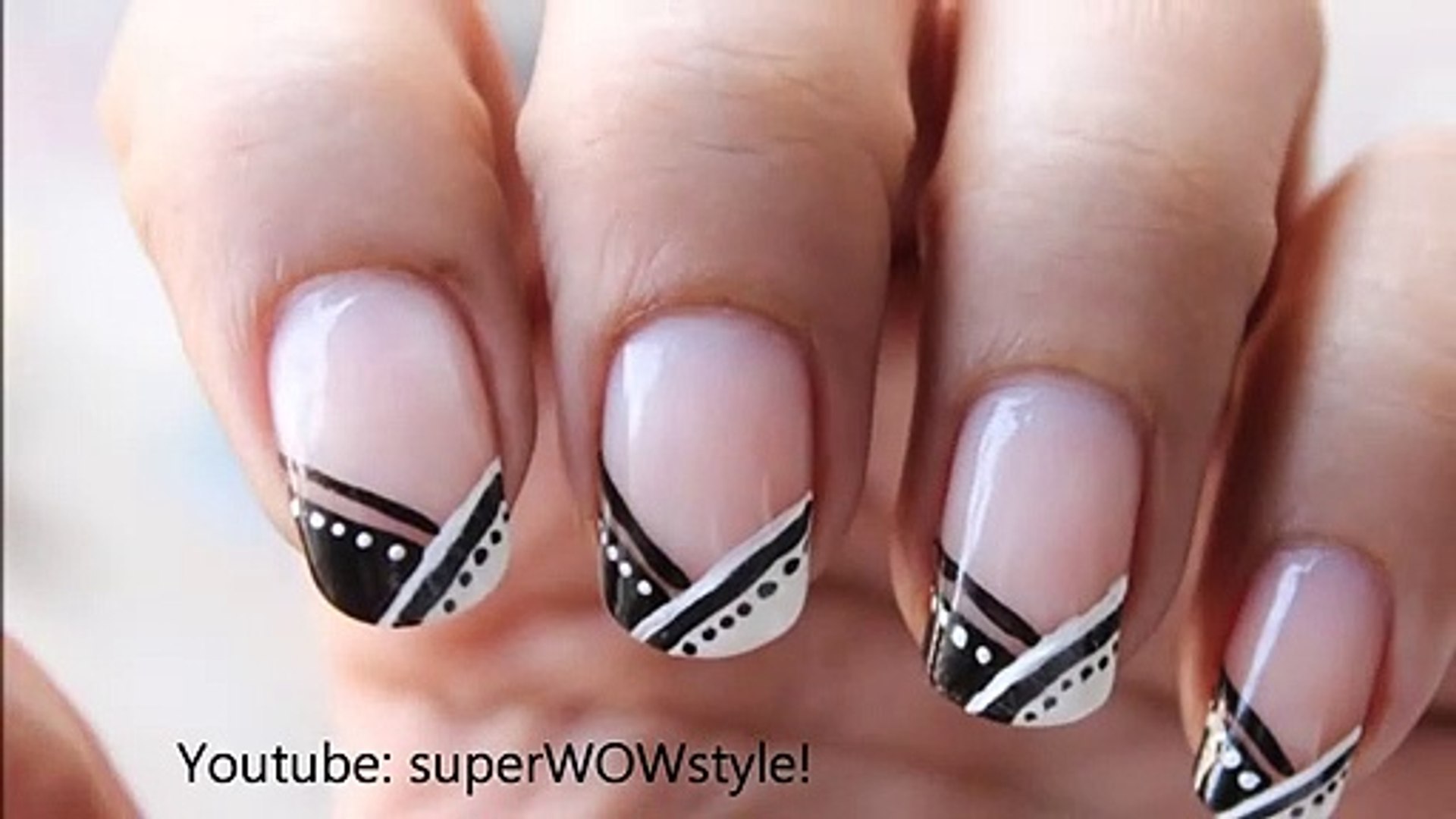 French Tip Abstract Nail Designs _ Easy Nail Art (in Black and ...