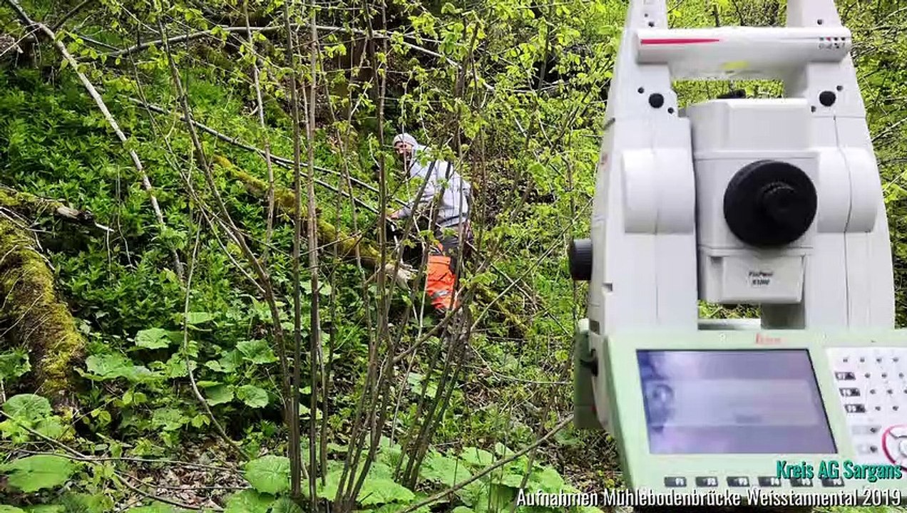 Vermessung Gelände und Geometrie Mühlebodenbrücke im Weisstannental