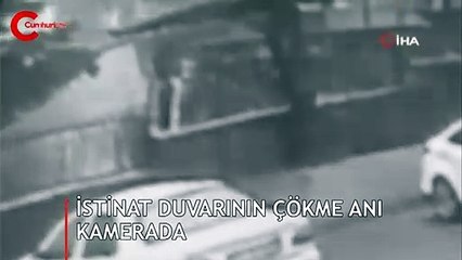 Kartal’da istinat duvarının çökme anı kamerada