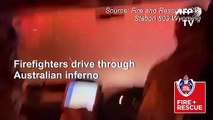 Firefighters drive through Australian inferno