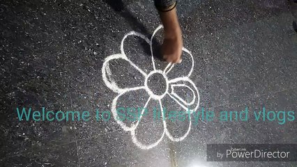 Flower Rangoli, Rangoli designs, simple Rangoli, free hand rangoli