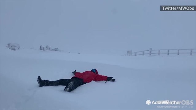 Snow piles up on mountain summit