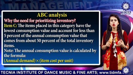 MBA || Ms. GEETIKA || ABC Analysis || TIAS || TECNIA TV