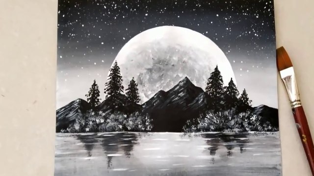 BLACK AND WHITE LANDSCAPE PAINTING