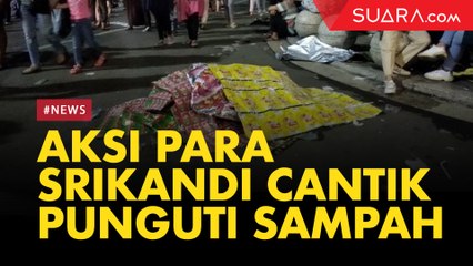 Aksi Para Srikandi Cantik Punguti Sampah usai Perayaan Tahun Baru di Nol Kilometer