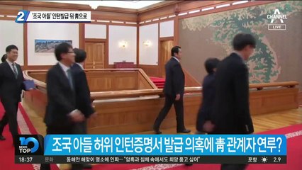 ‘조국 아들’ 인턴발급 뒤 靑으로