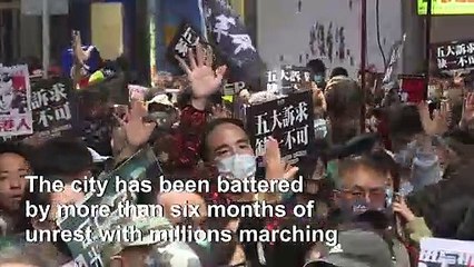 Tens of thousands protest in Hong Kong on New Year's Day