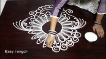 beautiful swan rangoli designs with 3 dots    swan kolam designs    dots muggulu designs