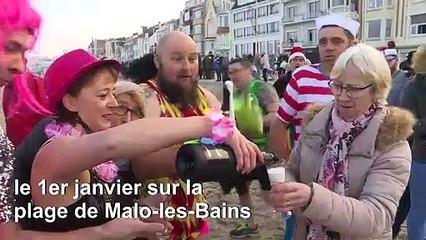 Nouvel An: traditionnel bain pour "les givrés" de Malo-les-Bains