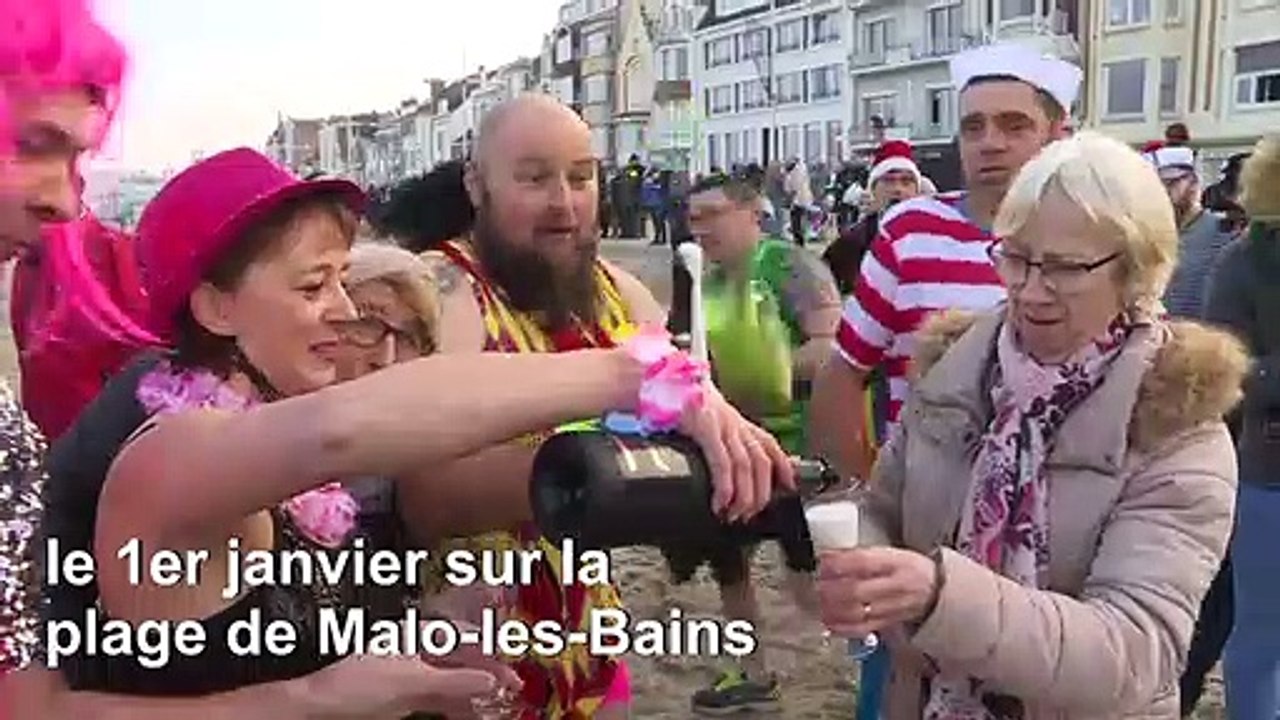 Nouvel An: traditionnel bain pour "les givrés" de Malo-les-Bains