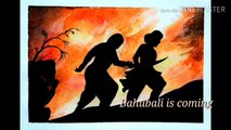 Live painting of bahubali poster/oil pastels colour painting