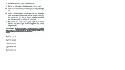 Sıradışı Analiz Yayınları TYT 1. Deneme Sınavı - Türkçe 37. Soru