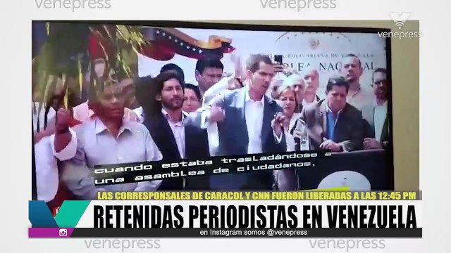 Esbirros chavistas detienen a dos periodistas que cubrían la detención del presidente del parlamento Juan Guaidó