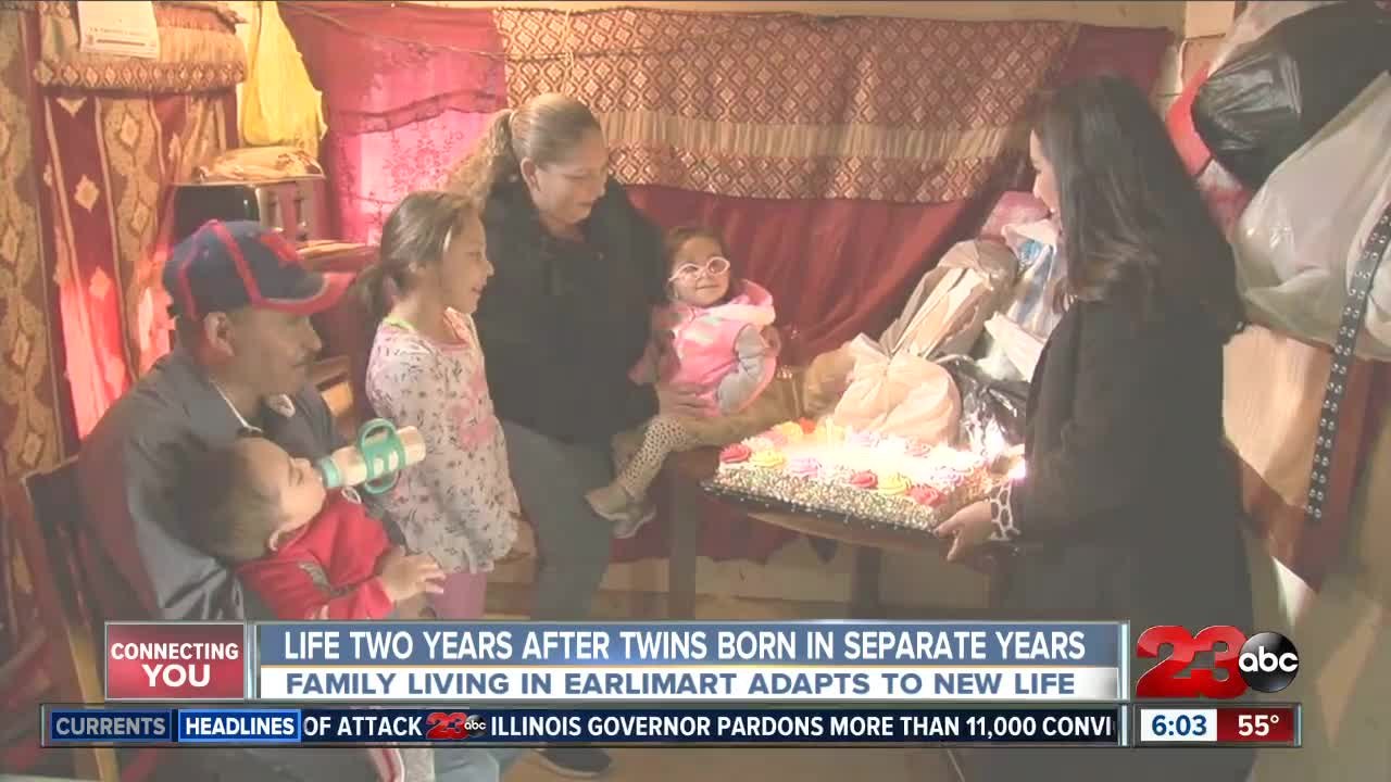 Life two years after twins born in separate years