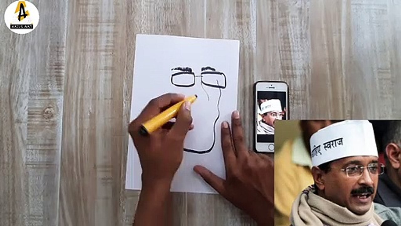 How to draw Arvind Kejriwal caricature| Delhi C...