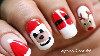 NO TOOLS!! __ Santa Nail Designs__ _  An Easy Christmas Nail Art Tutorial