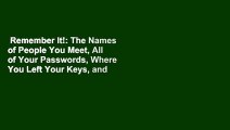 Remember It!: The Names of People You Meet, All of Your Passwords, Where You Left Your Keys, and