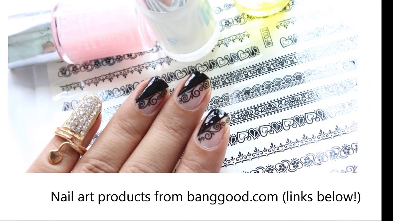 The Lady in Black! __  Water Decals __ Lace Nail Art Designs!