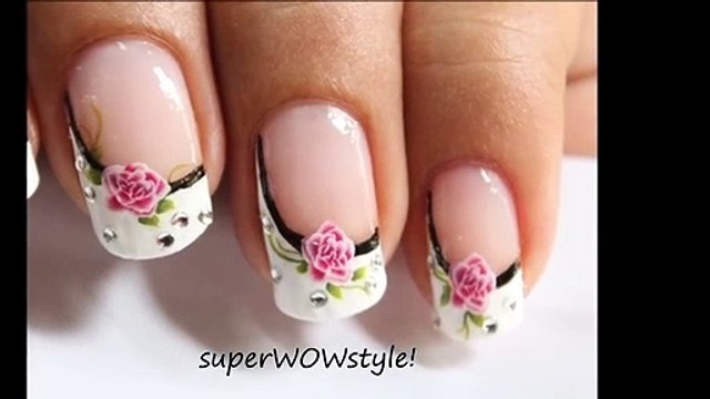 Water Decals Sideways French Manicure Nail Designs (French tip nail art)