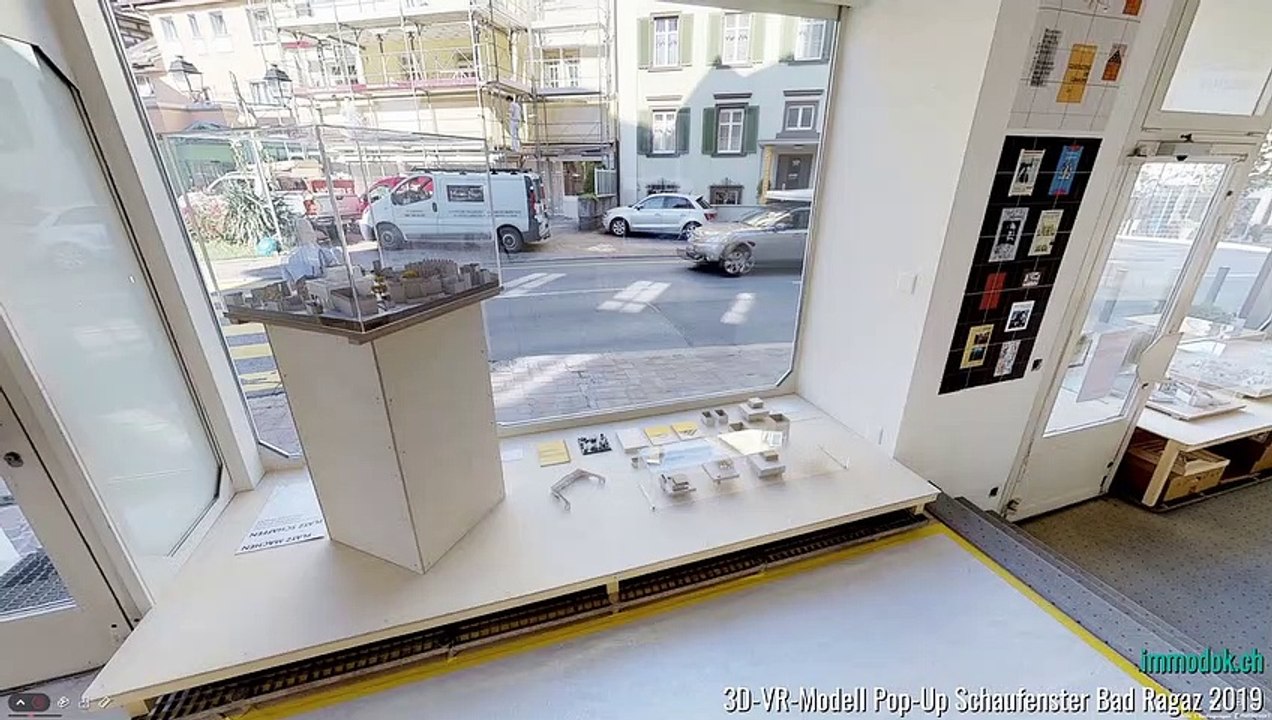 Ein Matterport Space zeigt das Pop-Up Schaufenster Bad Ragaz zum Thema Entwicklung Dorfzentrum