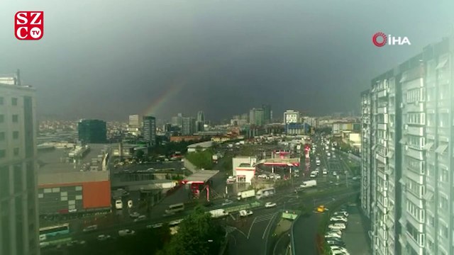 Yağmur sonrası oluşan gökkuşağı hayran bıraktı