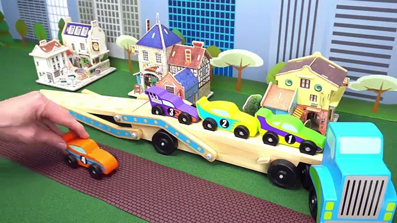 Learn Colors and Counting with Car Carrying Toy Truck-