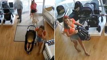 La ladrona roba un cochecito para bebés pero se olvida a su hijo en la tienda