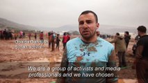 Syrian activists organise a football game for internally displaced in northwestern Syria